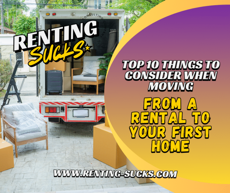 Moving truck in the driveway with unloaded furniture and boxes around it.